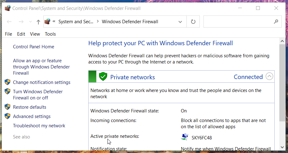 Windows Defender Firewall microsoft solitaire collection not connecting to internet