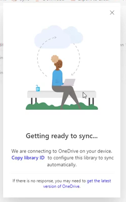 Copy library ID option sync sharepoint to onedrive automatically