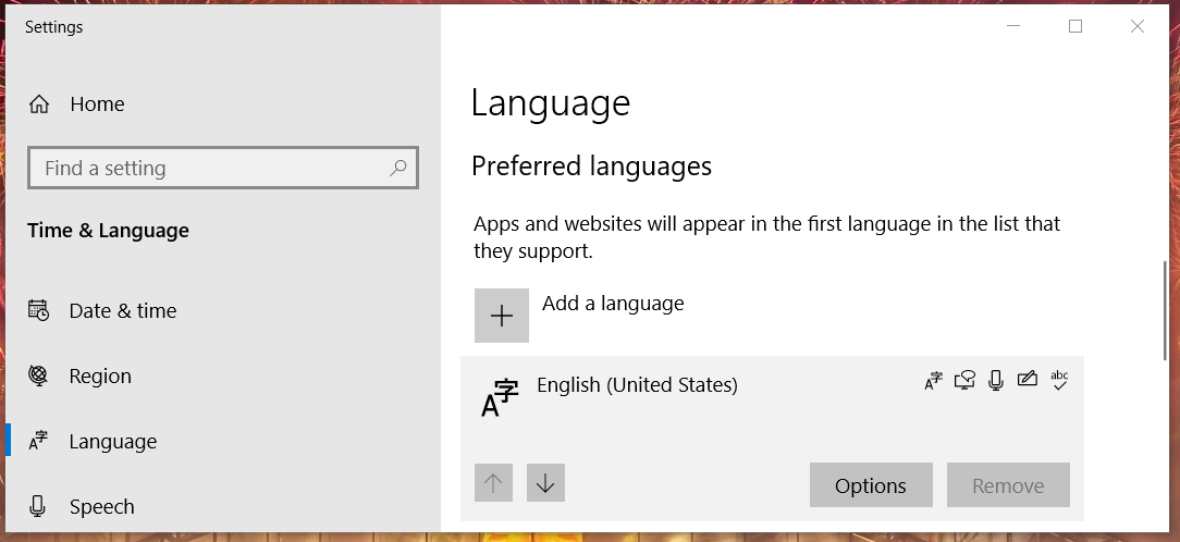 The Language tab Cannot remove keyboard language Windows 10