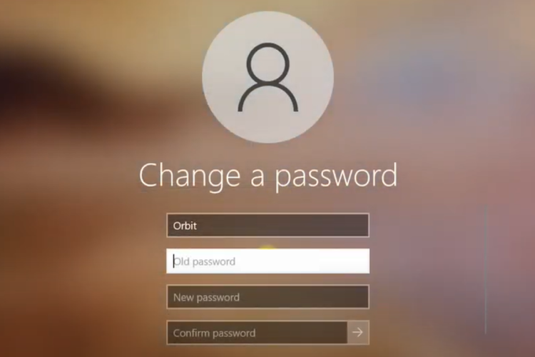 windows enter new password