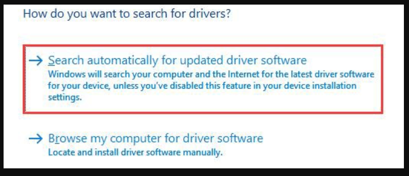 search for updated driver software