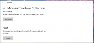 microsoft solitaire collection reset will not work after reset