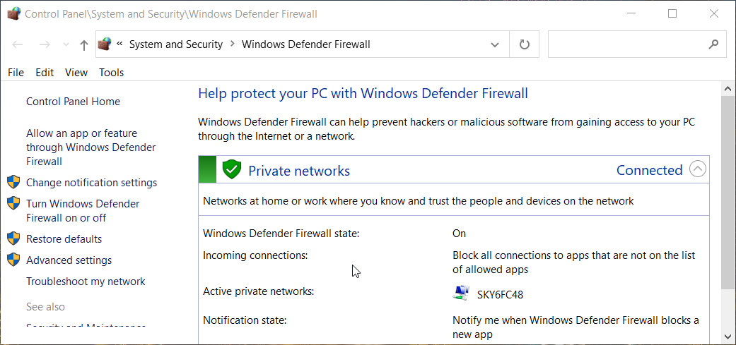 Windows Defender Firewall ethernet spiking in task manager