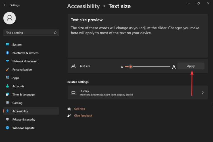 how to change font size in windows 11 apply changes
