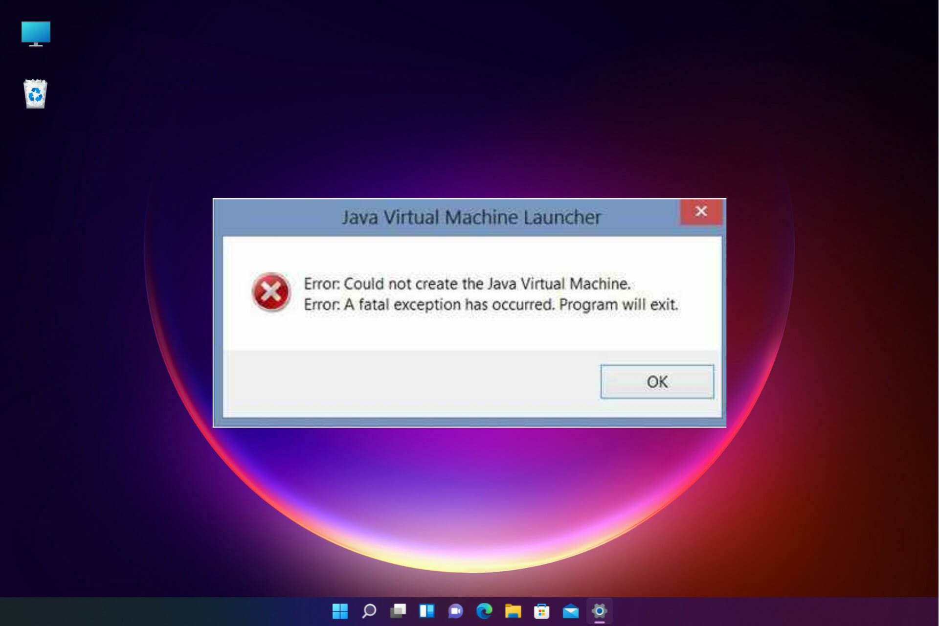 Error could not create the java virtual machine minecraft что делать