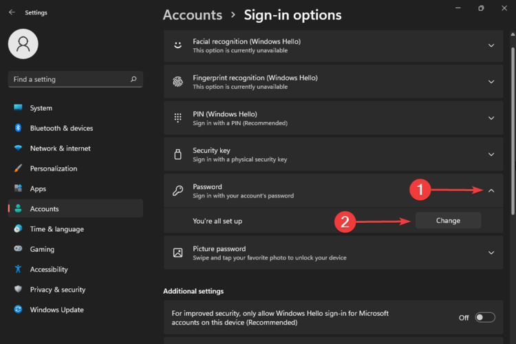 how to change password in windows 11 accounts