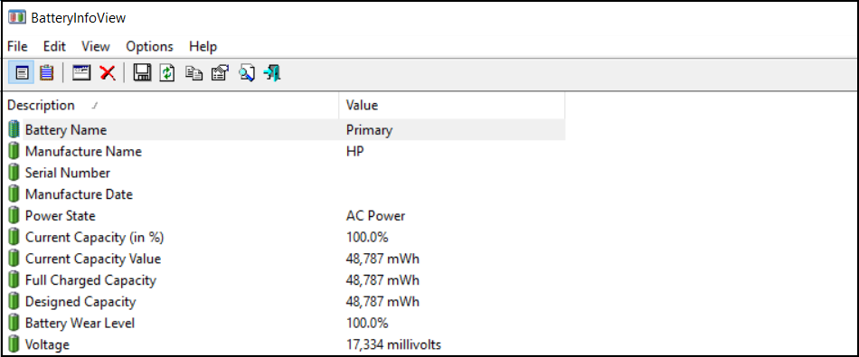 batteryinfoview laptop battery calibration software