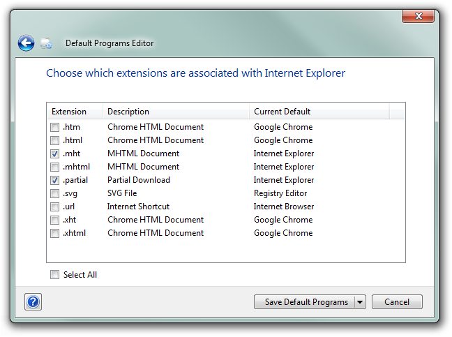 Default Programs Editor can't set opera as default browser