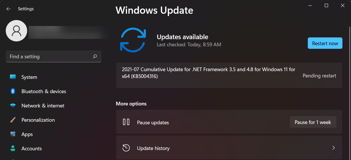 Windows update - restart now