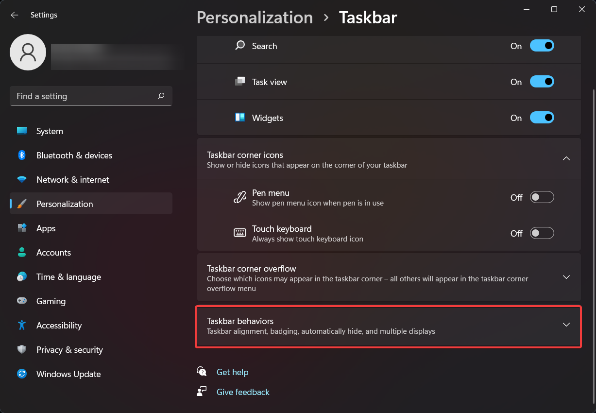 move taskbar settings behaviour