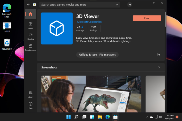 what is 3d viewer app in windows 10