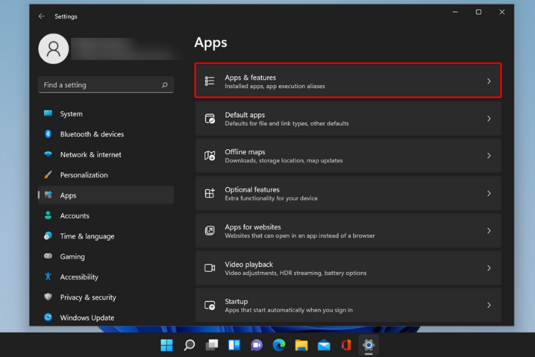 Apps & Features Win 11