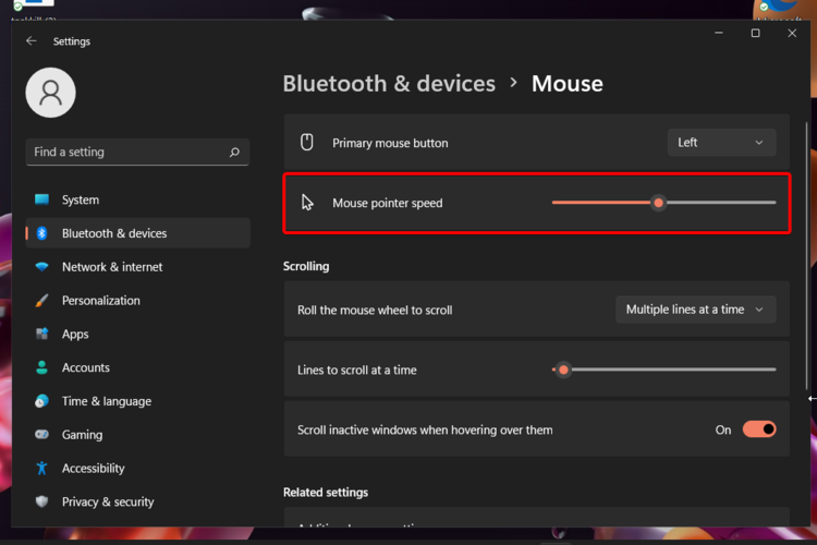 How to change mouse speed on Windows 11