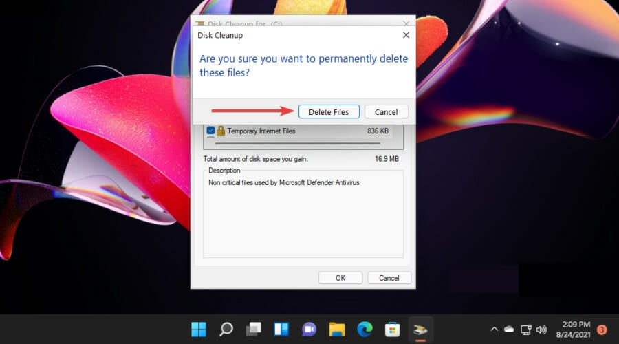 remove temporary files in windows 11 confirm