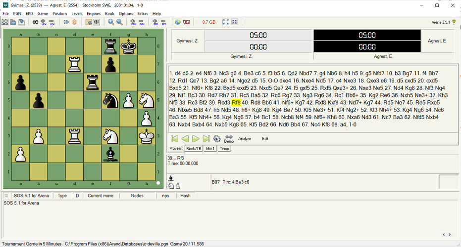 ARENA CHESS GUI - ANALYZING - MANUAL MODE 