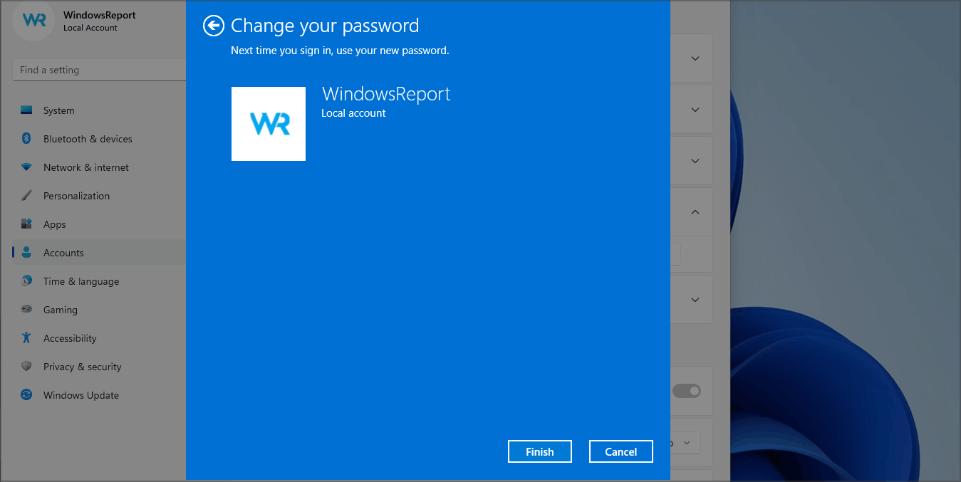 finish removing password windows 11