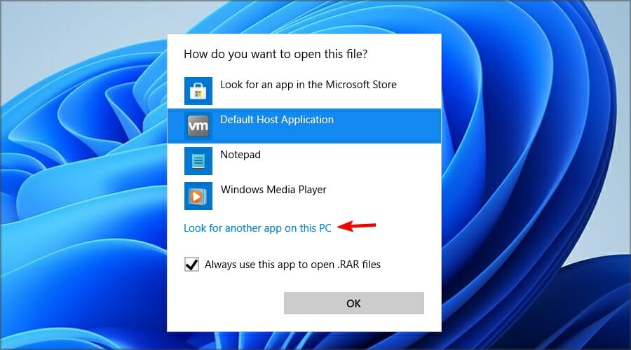 look for another app windows
