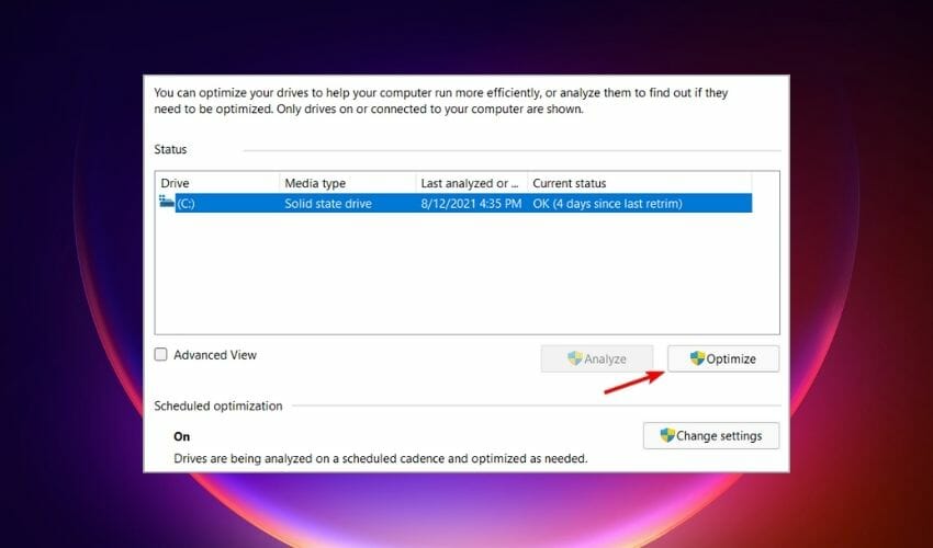 how to defragment hard drive windows 11 button