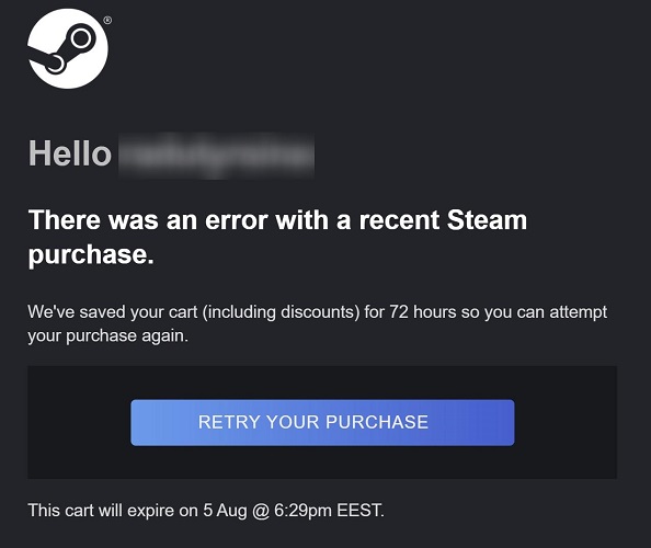 why is steam telling me that i have a pending transaction on my accou8nt