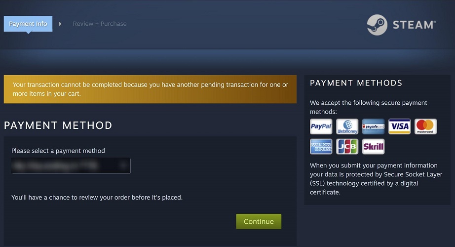 Fix the pending transaction error in Steam with 4 easy steps