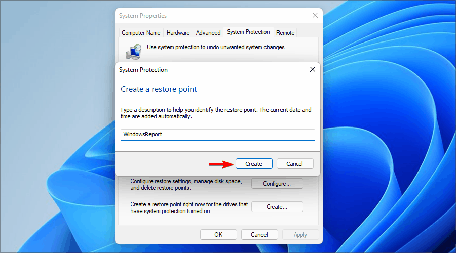 Erstellen Sie einen Windows 11-Wiederherstellungspunktnamen