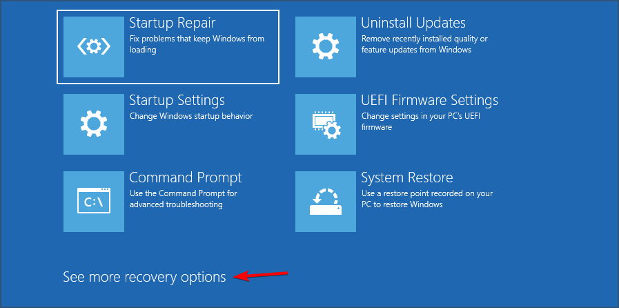 see more recovery options troubleshoot windows 11