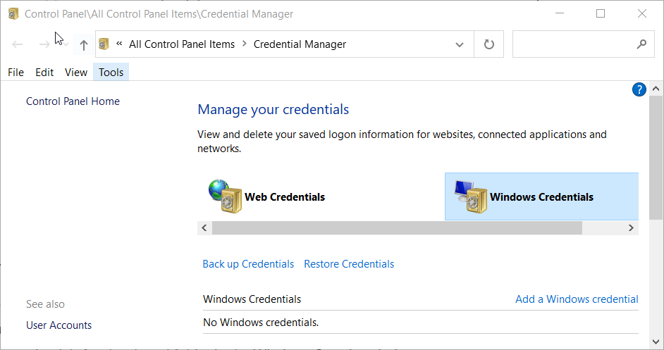 Credential Manager access shared folder with different credentials