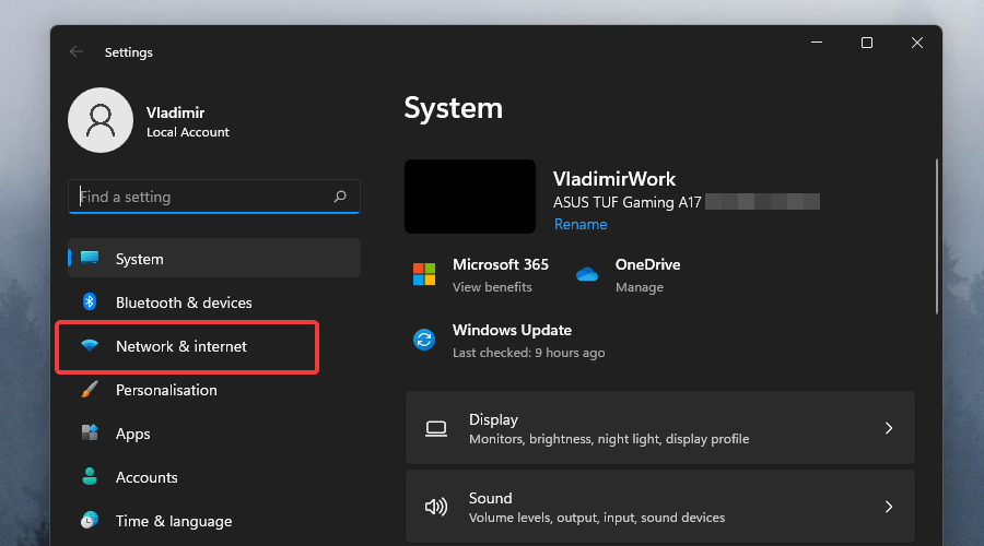 network and internet settings windows 11