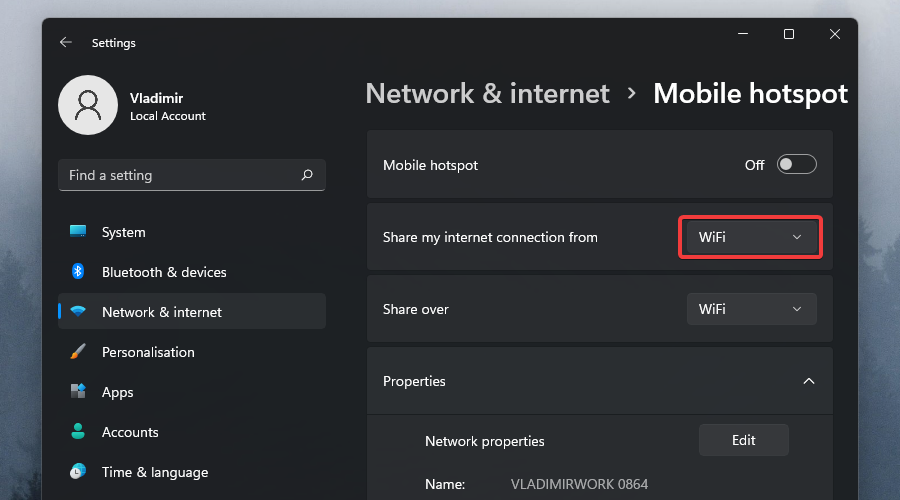network and internet connection type