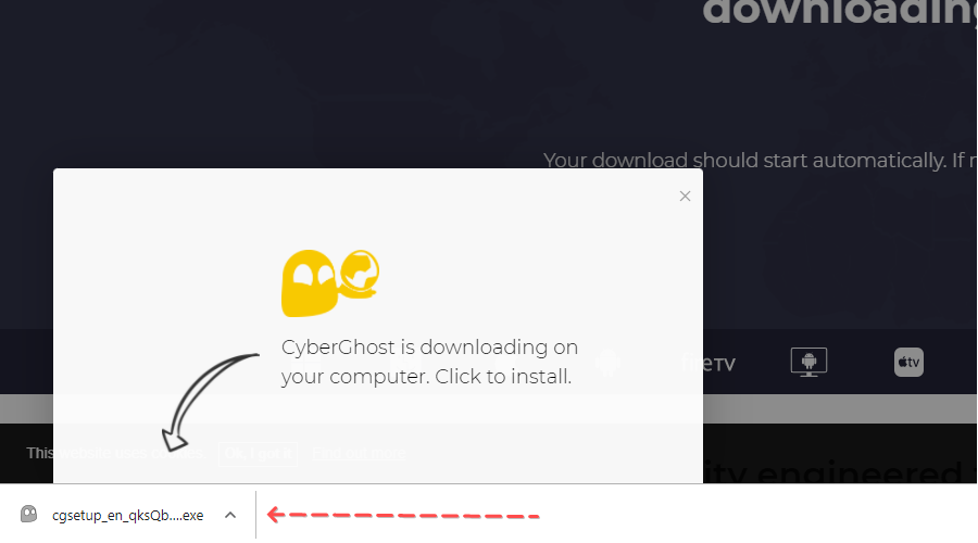 Screenshot of CyberGhost install option