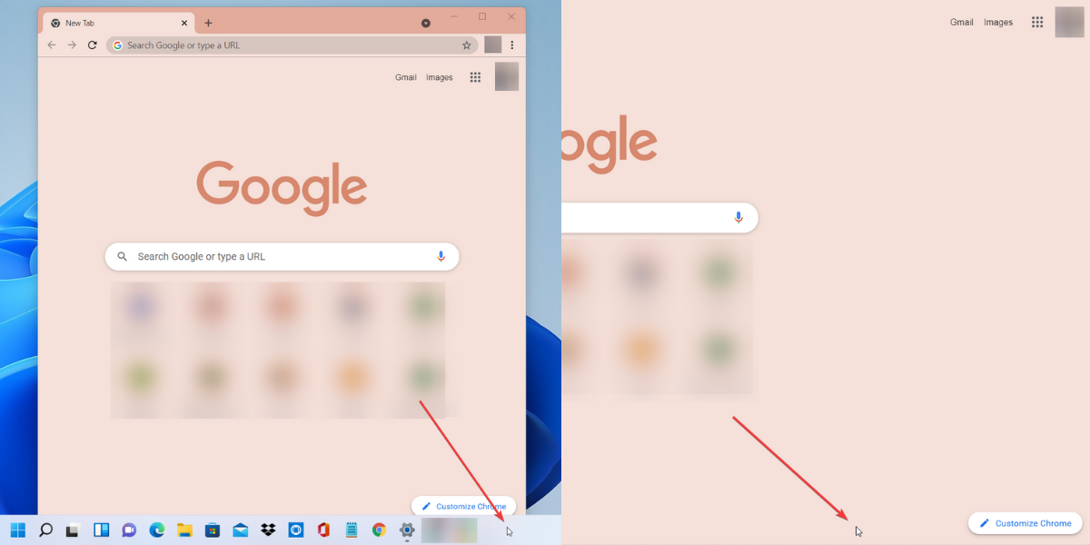 chrome auto hide taskbar