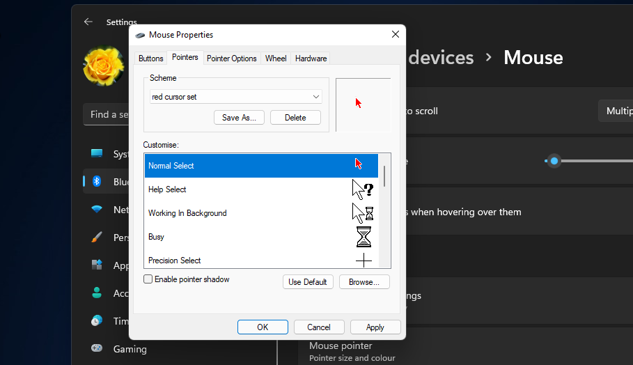 A custom cursor change mouse cursor color