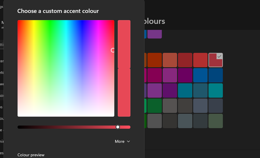 The color picker tool change taskbar color in windows 11