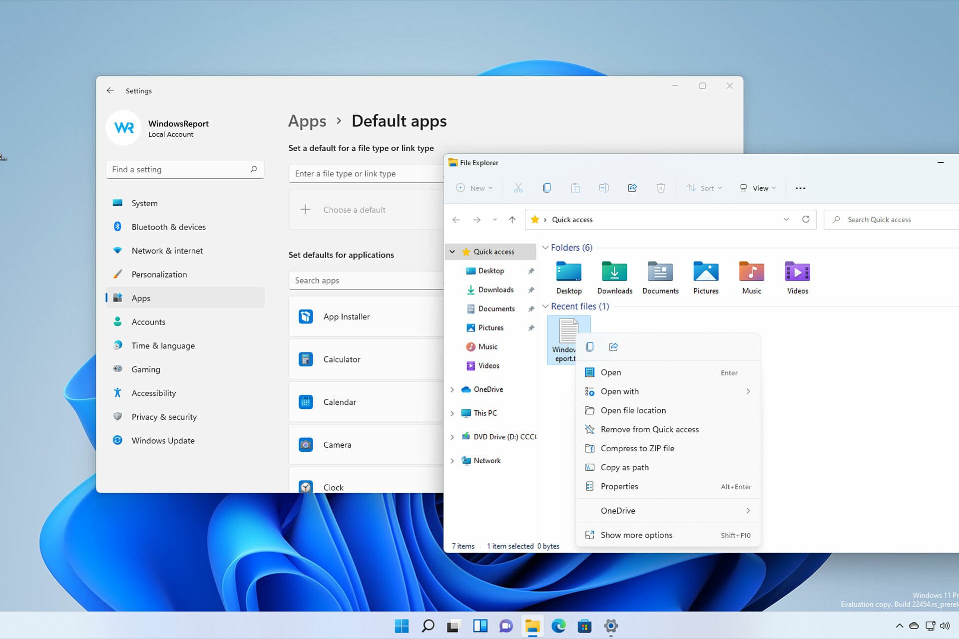 default apps windows 11