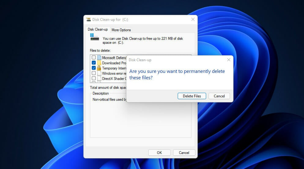 Disk Clean-up dialog box broken registry items windows 11