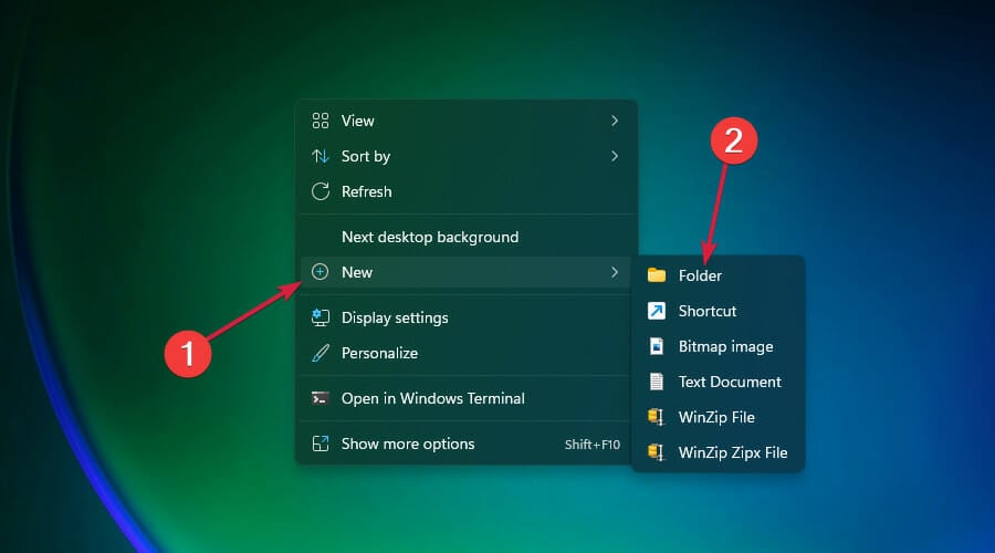create new folder on desktop