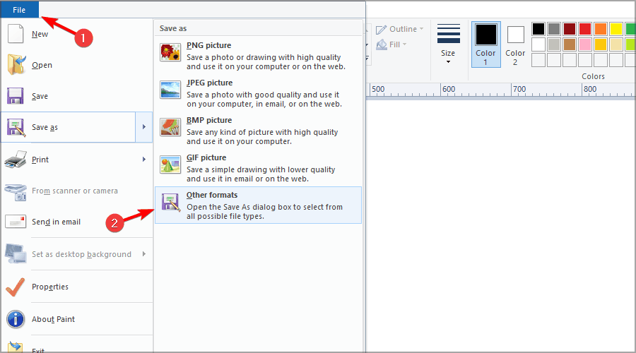 reduce tiff file size other formats paint