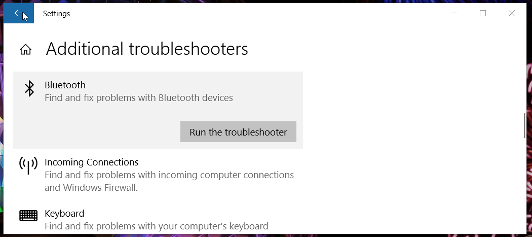 Run the troubleshooter button airpods won't connect to