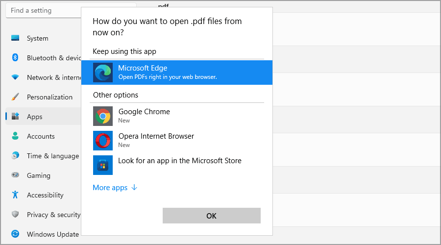 set default apps windows 11 file type