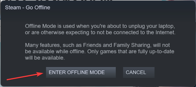 enter offline mode