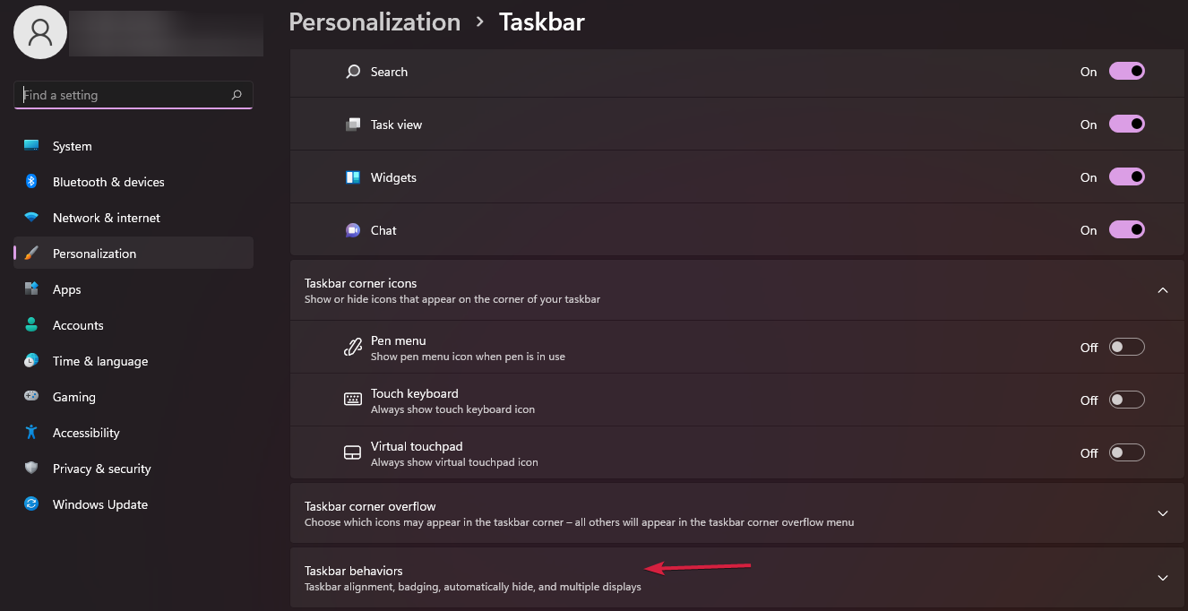 taskbar behaviors windows 11