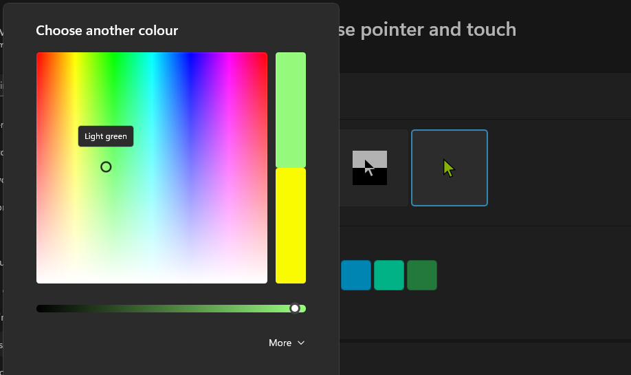 The color picker tool change mouse cursor color