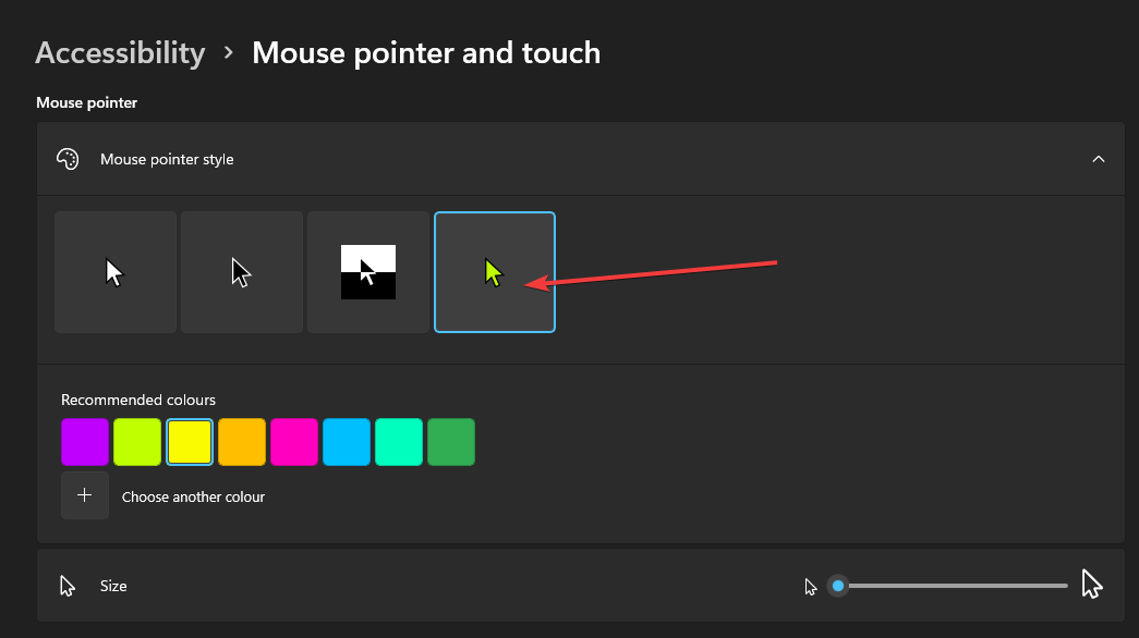 website custom mouse pointer block