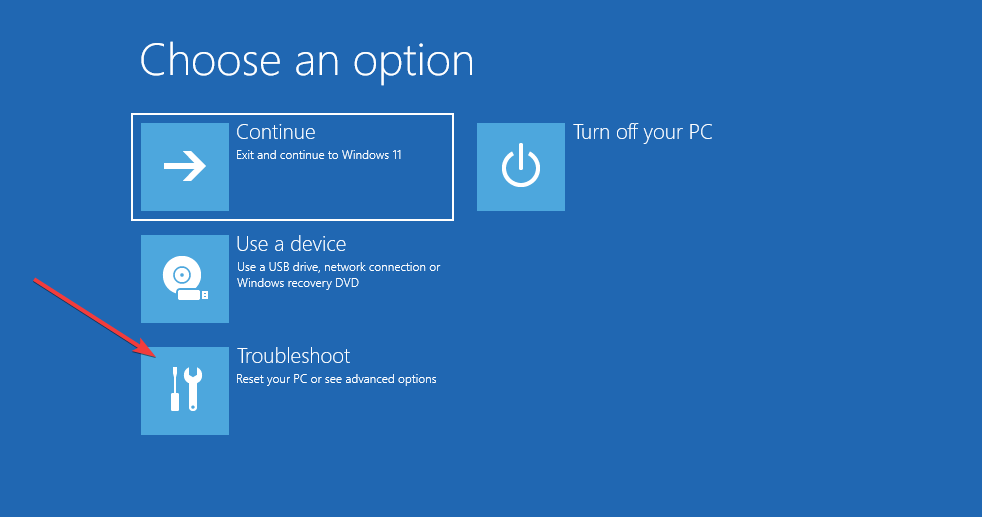 Choose an option menu broken registry items windows 11