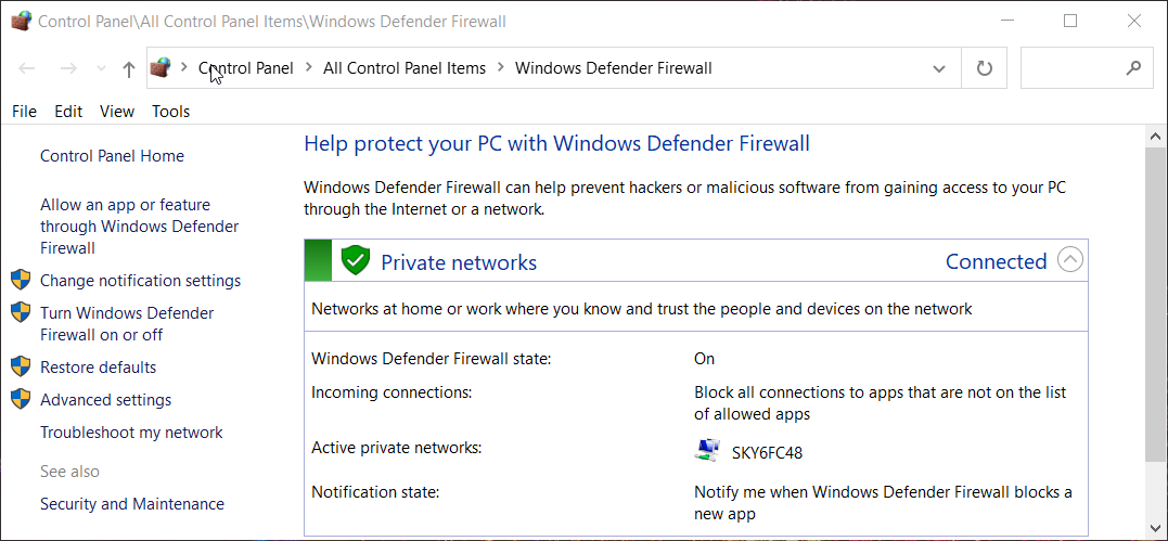 Windows Defender Firewall applet you have been disconnected from blizzard services
