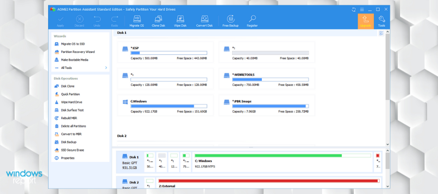 aomei hard disk partiton manager