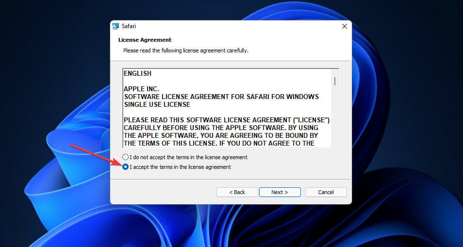 The I accept the terms option download safari windows 11