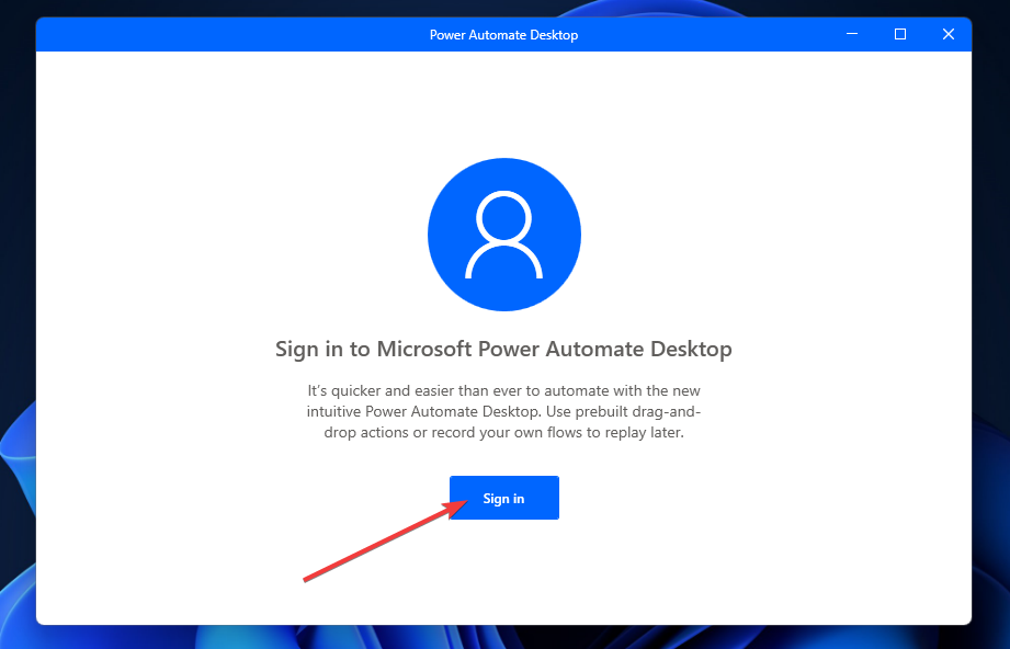 Sign in button automate tasks windows 11