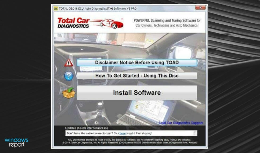 TOAD-Pro: OBD2 Car Scanner Diagnostics Software for PC