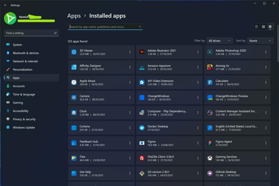 The Windows 11 Account and Apps & Features Settings pages have been changed